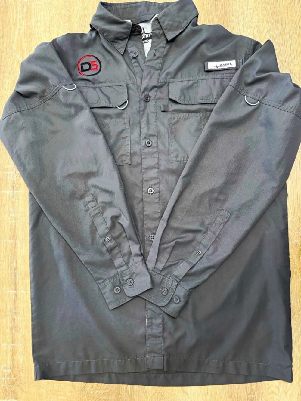 HABIT Men's S Gray Solid Polyester Long Sleeve Button-Up Shirt w/ Pockets